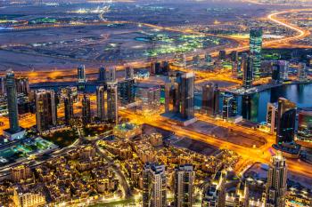 View of Business Bay district from Burj Khalifa - Dubai
