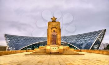 Memorial of Hazi Aslanov and station of funicular in Baku, Azerbaijan