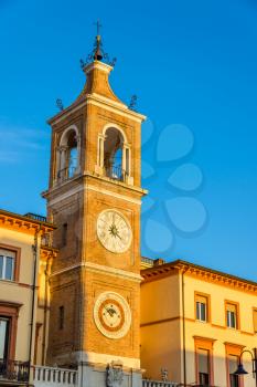 Clock tower on Martiri Square in Rimini - Italy