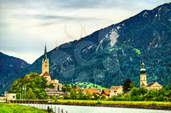 The Church of St. John the Baptist and the Dormition Church in Domat, the Canton of Grisons in Switzerland
