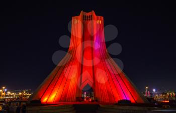 Night view of the Azadi Tower in Tehran - Iran