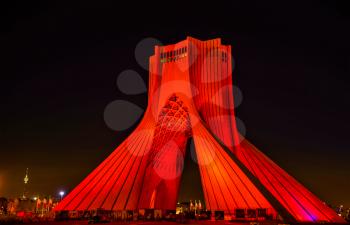 Night view of the Azadi Tower in Tehran - Iran