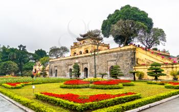 Doan Mon, the main gate of Thang Long Imperial Citadel. UNESCO world heritage in Hanoi, Vietnam