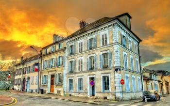 Typical french buildings in Meaux, Paris region of France