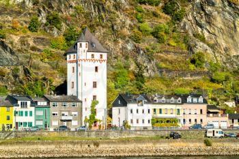Historic city tower in Sankt Goarshausen - the Upper Middle Rhine Valley, Germany