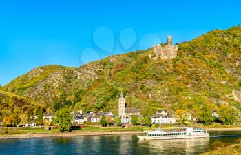 Maus Castle above the village of Wellmich in the Middle Rhine Valley, Germany