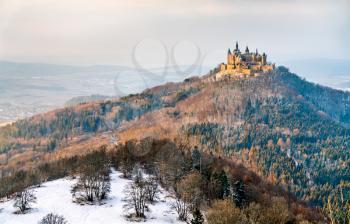 Winter view of Hohenzollern Castle in Baden-Wurttemberg, Germany