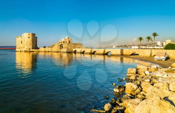 Sidon Sea Castle in Lebanon. Built by the crusaders in the 13 century as a fortress of the holy land