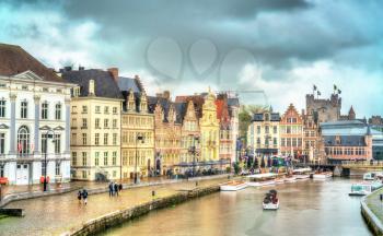 Traditional houses in the old town of Ghent - East Franders, Belgium