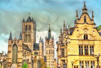 St. Nicholas Church, one of the most prominent landmarks in Ghent - East Franders, Belgium