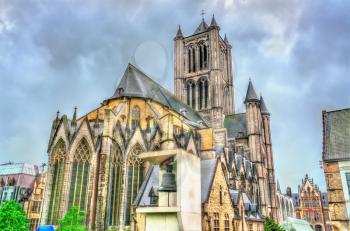 St. Nicholas Church, one of the most prominent landmarks in Ghent - East Franders, Belgium