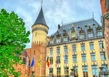 Bruges, Belgium - April 30, 2018: View of Hotel Dukes Palace, former residence of the County of Flanders and the Duchy of Burgundy