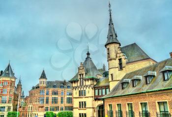 Historic buildings in the old town of Antwerp, the Flemish Region of Belgium