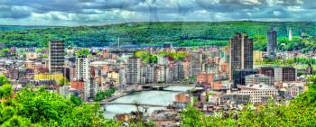 Panorama of Liege, a city on the banks of the Meuse river in Belgium, Europe