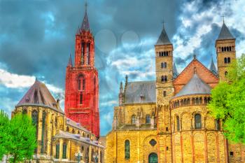 Saint Servatius Basilica and St. John Church on Vrijthof Square in Maastricht - Limburg, Netherlands