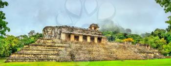 The Palace at the Palenque Maya Archeological Site. UNESCO world heritage in Mexico