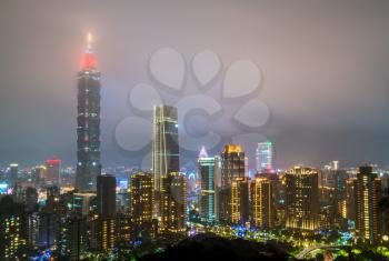 Taipei skyline at night. The capital of Taiwan
