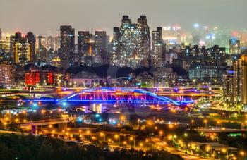 Night view of New Taipei City at Xindian District, Taiwan