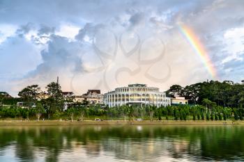 Rainbow above Xuan Huong Lake in Da Lat city, Viet Nam