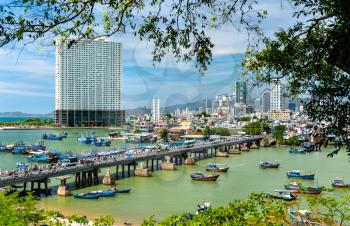 Cityscape of Nha Trang with the Cai river in Vietnam