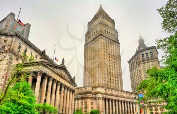 Thurgood Marshall United States Courthouse and Manhattan Municipal Building in New York City, USA