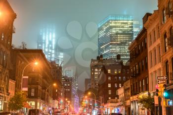 Broadway in Manhattan in the fog - New York City, United States