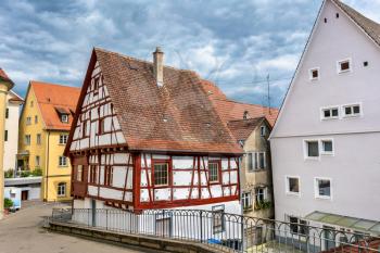 Typical half-timbered houses in the old town of Sigmaringen - Baden Wurttemberg, Germany
