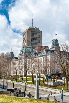 The Cross of Sacrifice and the Parliament Building in Quebec City - Canada
