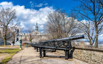 Old cannons in Montmorency Park of Quebec City, Canada