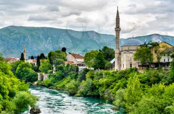 Koski Mehmed Pasha Mosque at the Neretva river in Mostar, Bosnia and Herzegovina