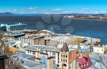 Cityscape of Quebec City with St Lawrence River - Canada