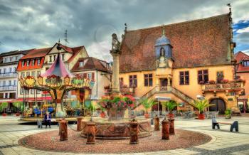 Place de l'Hotel de ville, the main square of Molsheim - Alsace, France