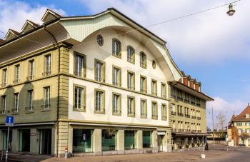 Buildings on Waisenhausplatz in Bern - Switzerland
