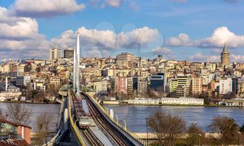 View of Istanbul with the Golden Horn Metro Bridge