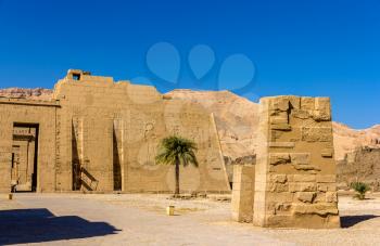 View of the mortuary Temple of Ramses III near Luxor in Egypt