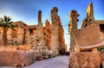 View of the Great Hypostyle Hall in at Karnak - Egypt