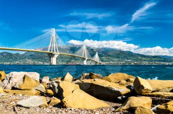 Rio-Antirrio bridge across the Gulf of Corinth near Patras in Greece