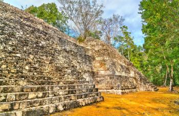 Ruins of a Mayan pyramid at the Balamku Site in Campeche, Mexico