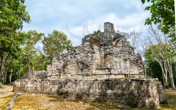 Ruins of a Mayan pyramid at the Chicanna Site in Campeche, Mexico