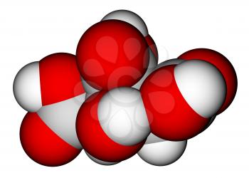 Citric acid (food additive E330) 3D molecular model