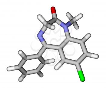 Medication diazepam sticks molecular model