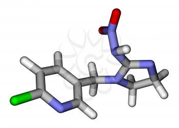 Imidacloprid, the most widely used insecticide in the world. Sticks molecular model