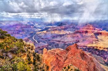 Storm above the Grand Canyon in springtime. Arizona, United States