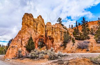 Arch above Scenic Byway 12 at Red Canyon within Dixie National Forest in Utah, the United States