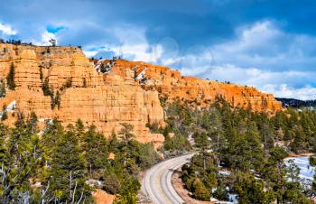 Scenic Byway 12 at Red Canyon within Dixie National Forest in Utah, the United States