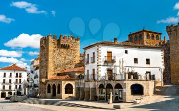 Bujaco Tower on Plaza Mayor in Caceres, Spain