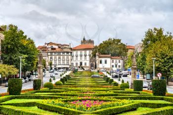 Garden Square of the Republic of Brazil in Guimaraes, UNESCO world heritage in Portugal