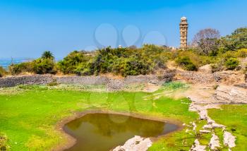 Lake at Chittorgarh Fort, a UNESCO world heritage site in Rajasthan State of India