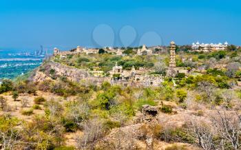 Panorama of Chittor Fort, a UNESCO world heritage site in Rajasthan State of India