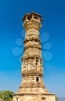 Kirti Stambha Tower at Chittorgarh Fort. UNESCO world heritage site in Rajastan State of India